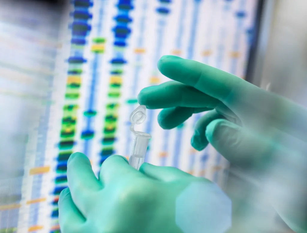 scientist examining a sample in a lab with dna seq 2025 04 04 23 38 32 utc